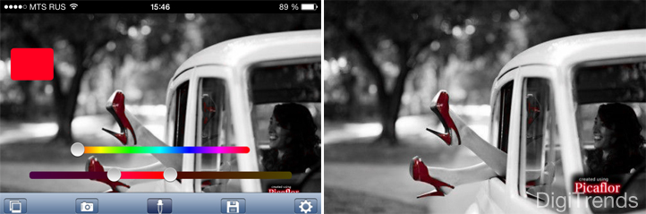 Приложение Picaflor, обесцветить фото, сделать фото черно-белым